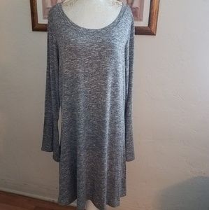 a.n.a. Knit Gray Long Sleeve Midi Dress Size Large